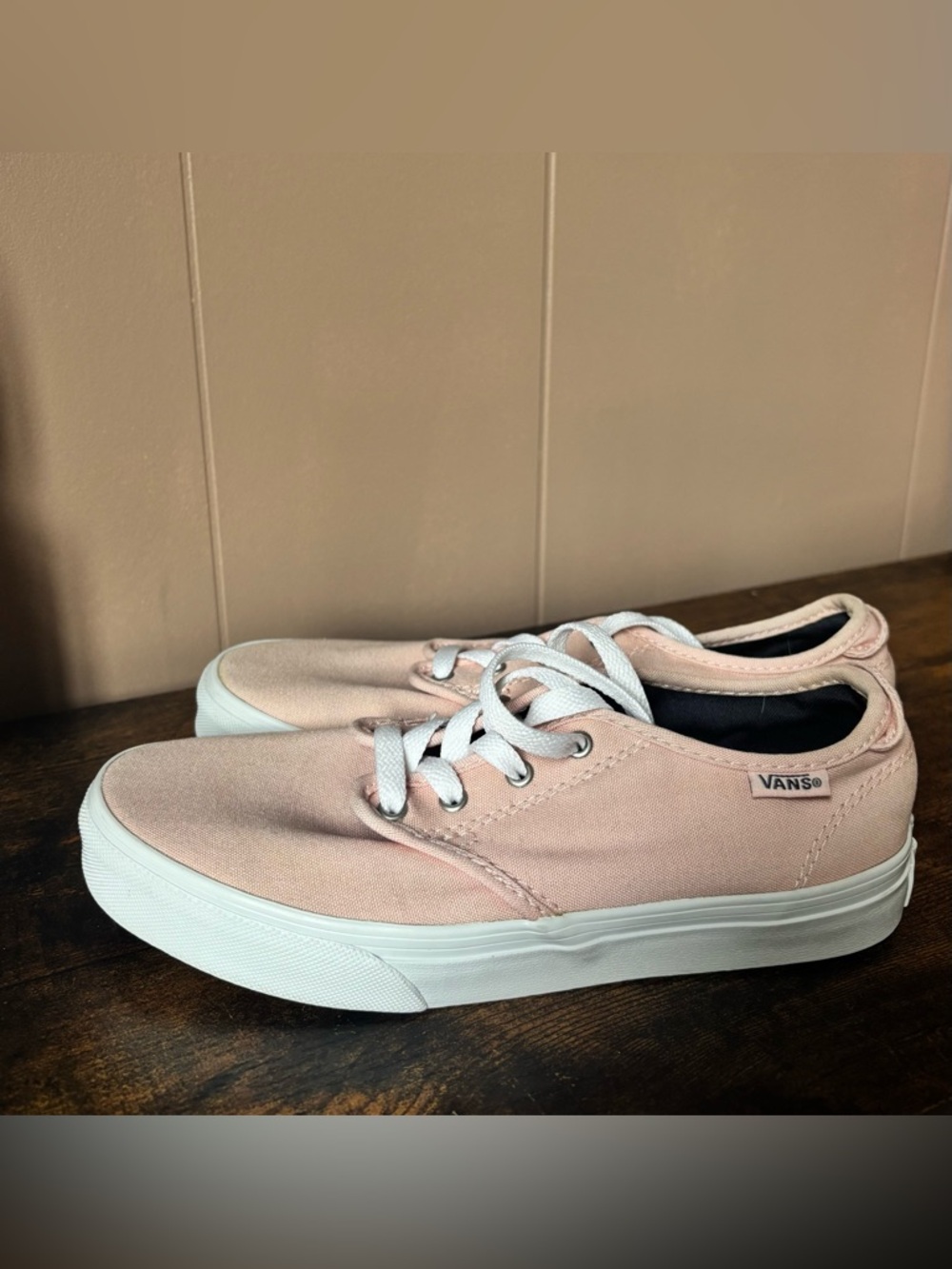 Vans Low-Top Canvas Sneakers in Pale Pink and White